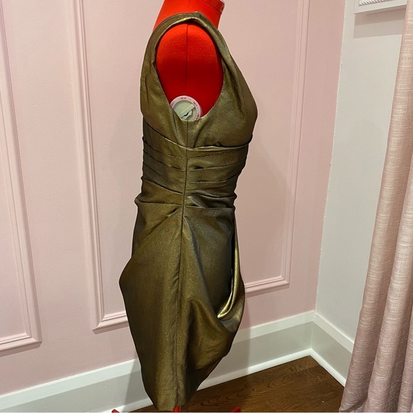 ROBERT RODRIGUEZ Gold Mini Dress, One Shoulder, Sleeveless, Cocktail, Size US 6 - Picture 6 of 14